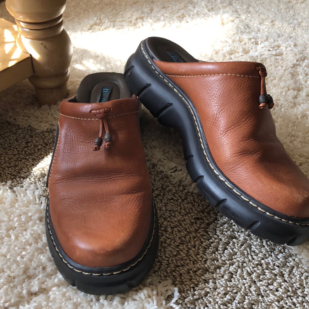 Leather slip on loafers.